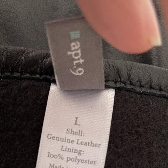 Mens Soft Black Leather Gloves w. Flannel Lining - Never Worn - Large - Picture 3 of 3